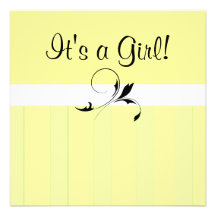 Invitation jaune de baby shower de rayure