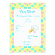 INVITATION JAUNE DE BABY SHOWER DU POINT DE POLKA 