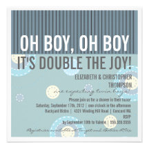 Invitation jumelle de baby shower de garçon de cou