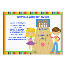 Invitation jumelle de fête d'anniversaire de bowli