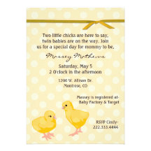 Invitation jumelle douce de douche de poussins