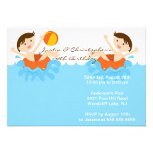 Invitation jumelle MIGNONNE d'anniversaire de réce