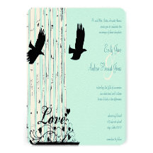 Invitation léger de mariage d'arbre d'oiseau de bo