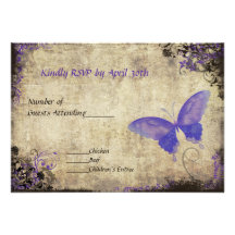 Invitation l'épousant vintage du papillon pourpre 