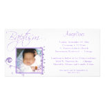 Invitation mauve-clair de photo de baptême cartes avec photo