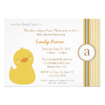 Invitation mignon de baby shower de canard de bébé