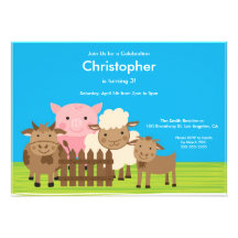 Invitation mignon de fête d'anniversaire d'animaux