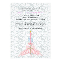 Invitation MIGNON rose de communion/baptême