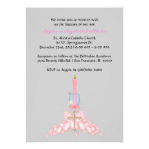 Invitation MIGNON rose de communion/baptême