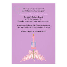 Invitation MIGNON rose de communion/baptême