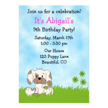 Invitation mignonne d'anniversaire de chiot pour d
