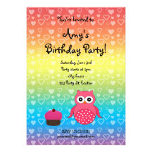 Invitation mignonne d'anniversaire de hibou