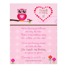 Invitation mignonne d'anniversaire de hibou
