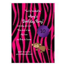 Invitation mignonne d'anniversaire de singe
