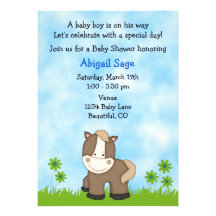 Invitation mignonne de baby shower de poney pour d
