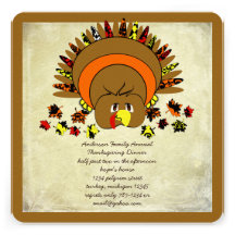 Invitation mignonne de dîner de thanksgiving de la