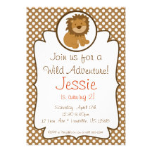 Invitation mignonne de fête d'anniversaire de lion
