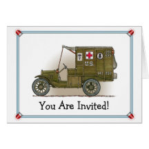 Invitation militaire vintage de partie d'ambulance carte