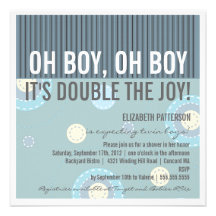 Invitation moderne de baby shower de garçon de jum