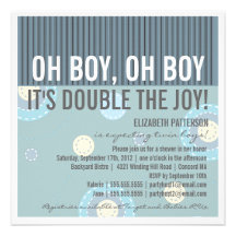 Invitation moderne de baby shower de garçon de jum