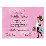 Invitation moderne de baby shower de rose de maman carte postale