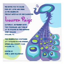 Invitation moderne de bat mitzvah de barre de paon invitations