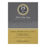 Invitation moderne de fête d'anniversaire (gris/or