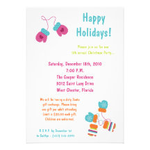 invitation moderne de fête de Noël de mitaine de l