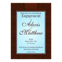 Invitation - motif d'Orlee de bleu et de cacao