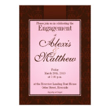 Invitation - motif d'Orlee de rose et de cacao
