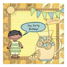 Invitation moyen d'anniversaire de limonade d'été 
