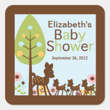 Invitation multiple de baby shower de triplets de  sticker carré