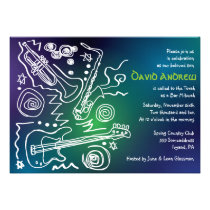 Invitation musicale bariolée de bat mitzvah de bar invitations