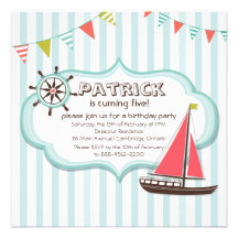 Invitation nautique d'anniversaire de barre et de 
