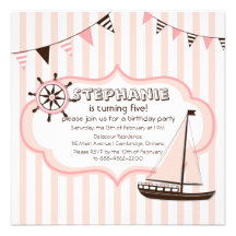 Invitation nautique rose d'anniversaire de bannièr