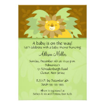 Invitation neutre de baby shower de lion de jungle