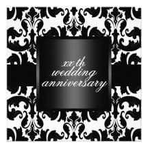 Invitation noir et blanc d'anniversaire de mariage