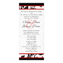 Invitation noir rouge de mariage de remous de dama