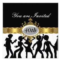 Invitation noire de charme de fête d'anniversaire 