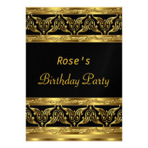 Invitation noire de fête d'anniversaire d'or