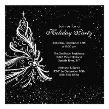 Invitation noire de fête de vacances de Noël blanc