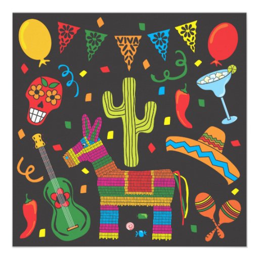 Invitation noire de partie de fiesta de Cinco De M