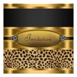 Invitation noire de partie de léopard d'or