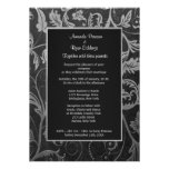 Invitation noire et argentée de mariage damassé