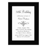 Invitation noire et blanche d'anniversaire