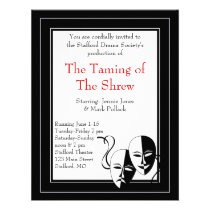 Invitation noire et blanche de drame et de théâtre invitations