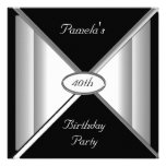 Invitation noire et blanche de fête d'anniversaire