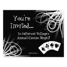 Invitation noire et blanche de nuit de casino