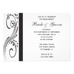 Invitation noire et blanche de partie de fiançaill