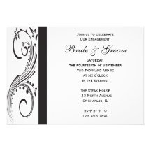 Invitation noire et blanche de partie de fiançaill